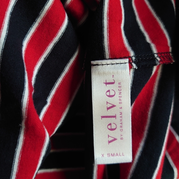 Velvet by Graham & Spencer Arty Knit Stripe Crew Neck Top In Multi - Picture 11 of 12